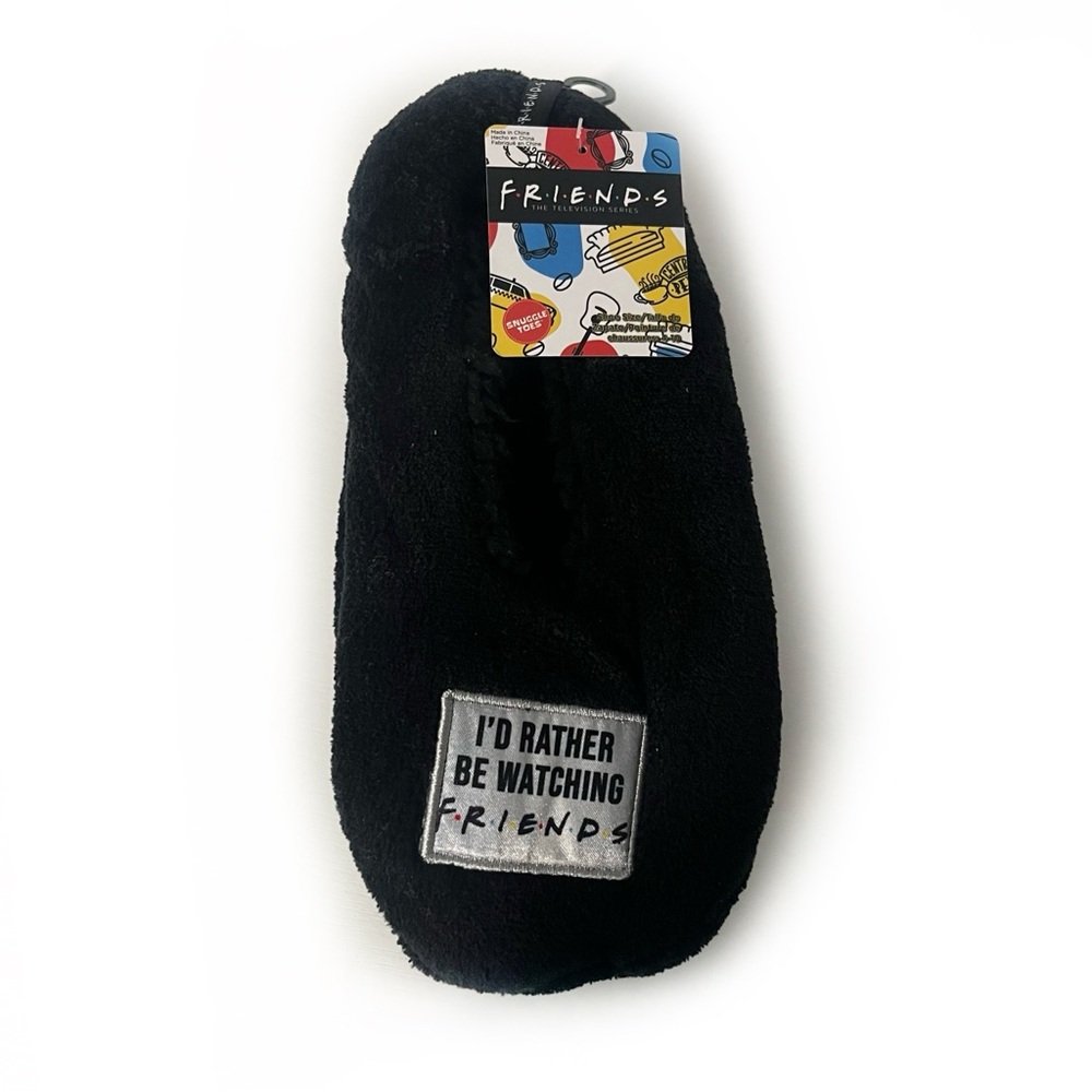 Friends Fuzzy Black Slipper Sock Sz 4-10
